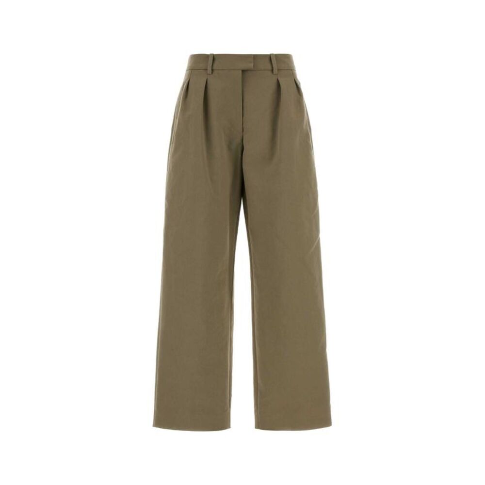 Magda Butrym Women Khaki Cotton Wide-Leg Pant